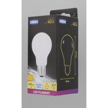 Xavax LED Filament žárovka, E27, 470 lm (nahrazuje 40 W), denní světlo, matná