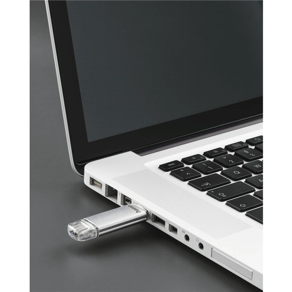 Hama Flash Pen Laeta, USB-C/USB-A 3.1, 16 GB, 40 MB/s, stříbrný