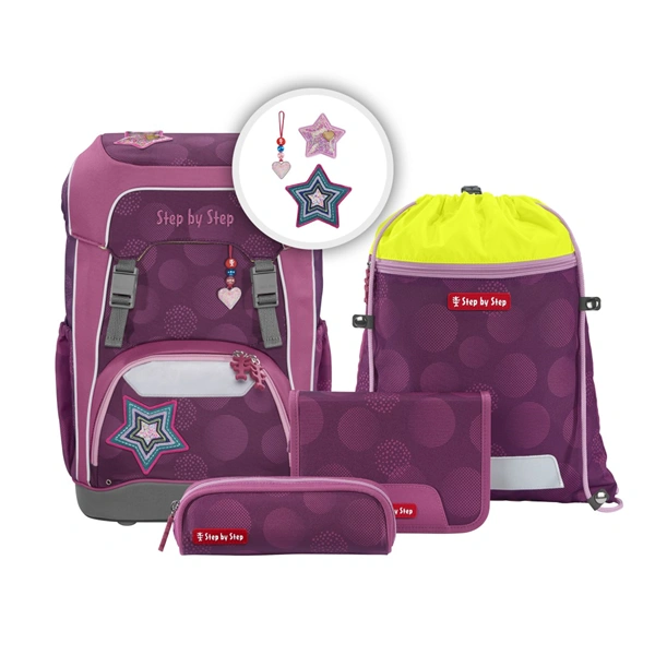 Školní batoh GIANT pro prvňáčky - 5dílný set, Step by Step Glamour Star Astra, certifikát AGR
