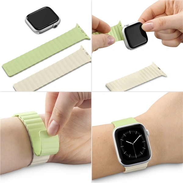 Hama Fantastic Feel, řemínek pro Apple Watch 38/40/41 mm, magnetický, zelený/béžový