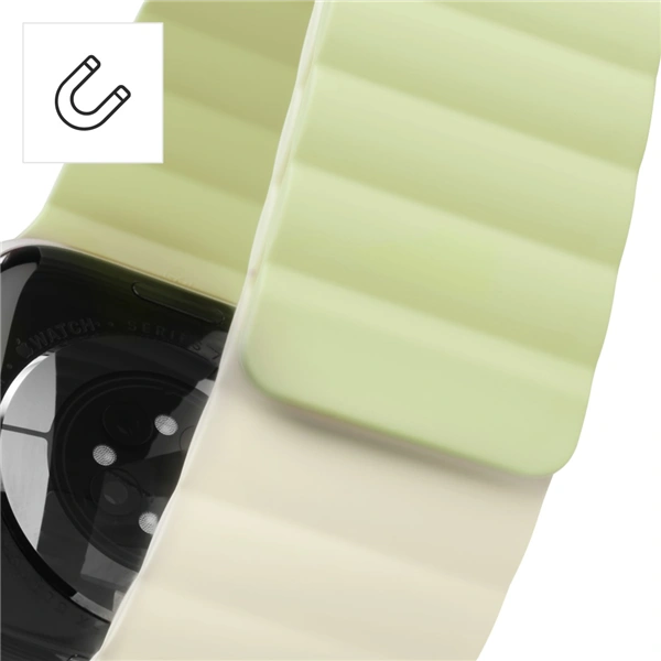 Hama Fantastic Feel, řemínek pro Apple Watch 42/44/45/49 mm, magnetický, zelený/béžový