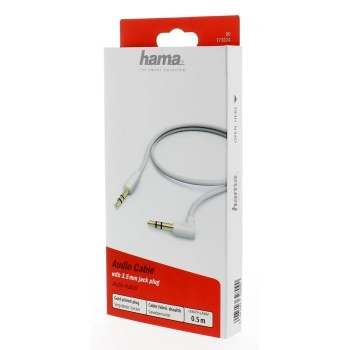 Hama audio kabel jack 3,5 mm 90 st., 0,5 m, opletený, bílý