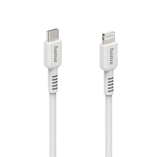 Hama Eco MFi kabel USB 2.0 pro Apple, USB-C – Lightning, 1 m, bílý