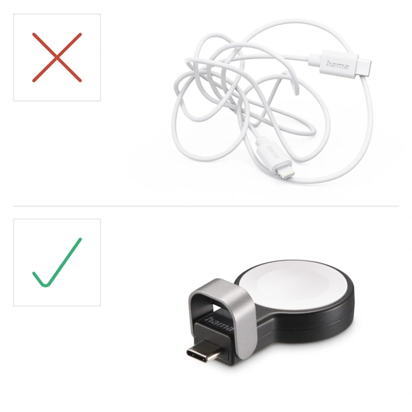 Hama MFi bezdrátová magnetická nabíječka pro Apple Watch, USB-C, kompaktní, černá/bílá (zánovní)