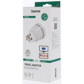 Hama cestovní zásuvkový adaptér do USA, 3pól., LED (rozbalený)