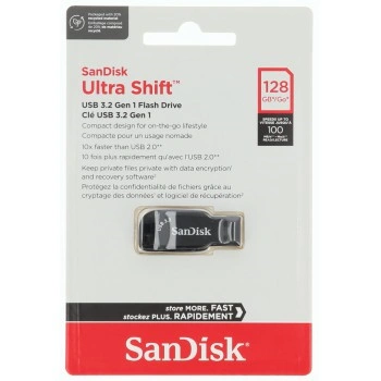 SanDisk Ultra Shift USB-A 3.0-Flashdrive, 128 GB