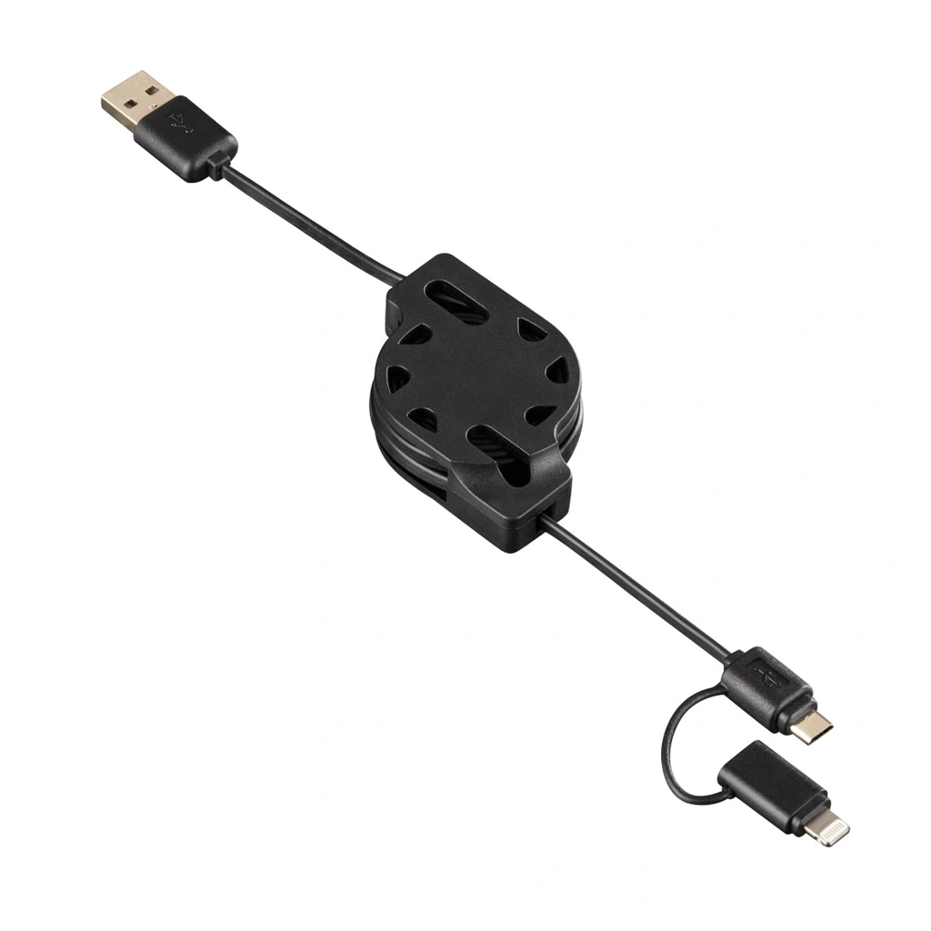 Hama 2in1 Roll-Up Micro USB Cable with Lightning Adapter, 1.20 m, MFI
