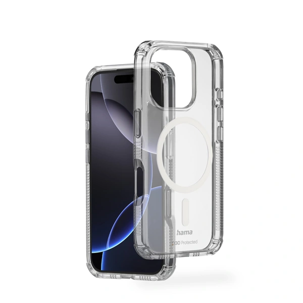 Hama Extreme Protect, kryt pro Apple iPhone 16 Pro Max, magnetický, D3O®, nežloutne, průhledný