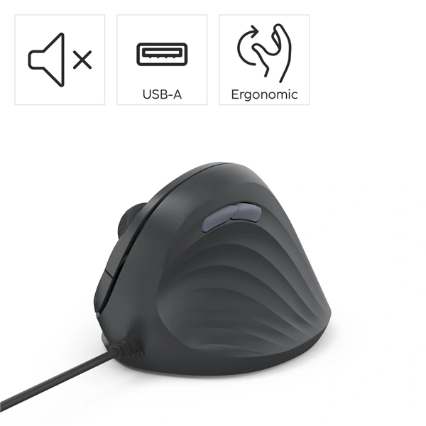 Hama vertikální ergonomická kabelová myš ECM-500R, pro praváky, černá