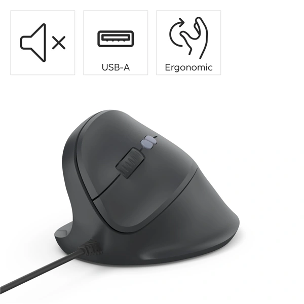 Hama vertikální ergonomická kabelová myš ECM-500L, pro leváky, černá