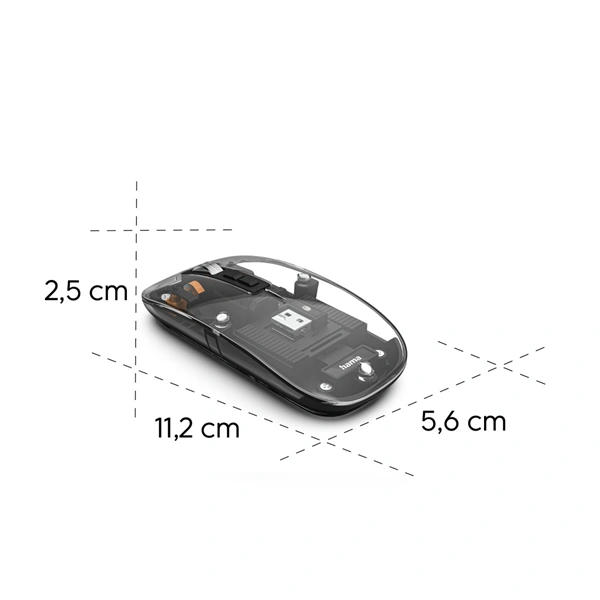 Hama bezdrátová Multi Device myš WM-600, plochá, tichá, transparentní