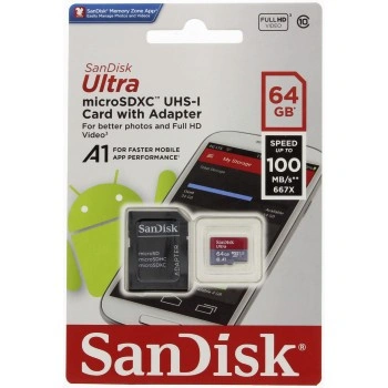 SanDisk Ultra microSDXC 64 GB, 100 MB/s A1, Class 10 UHS-I