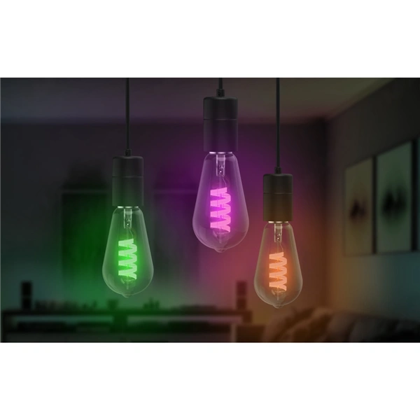 Hama SMART WiFi LED žárovka, Matter, E27, retro, ST64 Filament, RGBW, stmívatelná, aplikace