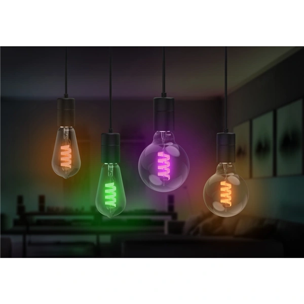 Hama SMART WiFi LED žárovka, Matter, E27, retro, ST64 Filament, RGBW, stmívatelná, aplikace
