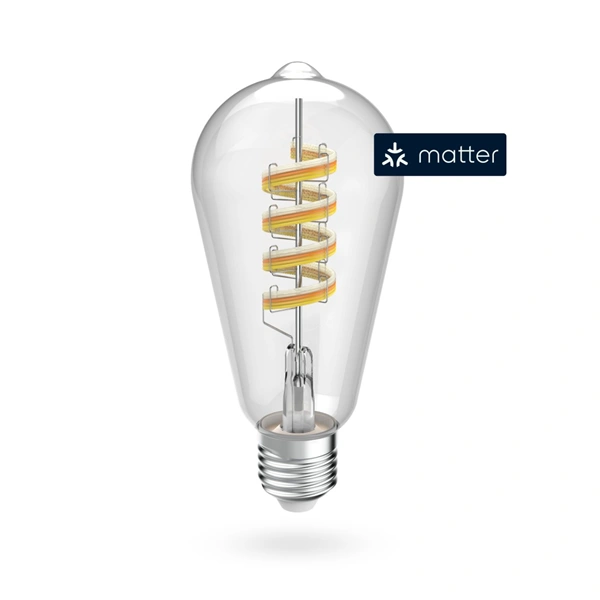Hama SMART WiFi LED žárovka, Matter, E27, retro, ST64 Filament, RGBW, stmívatelná, aplikace