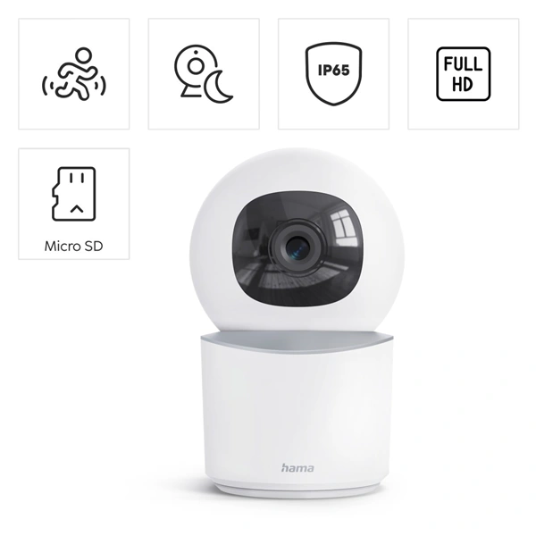 Hama Smart domácí WiFi kamera, otáčení/naklápění, noční vidění, Full HD