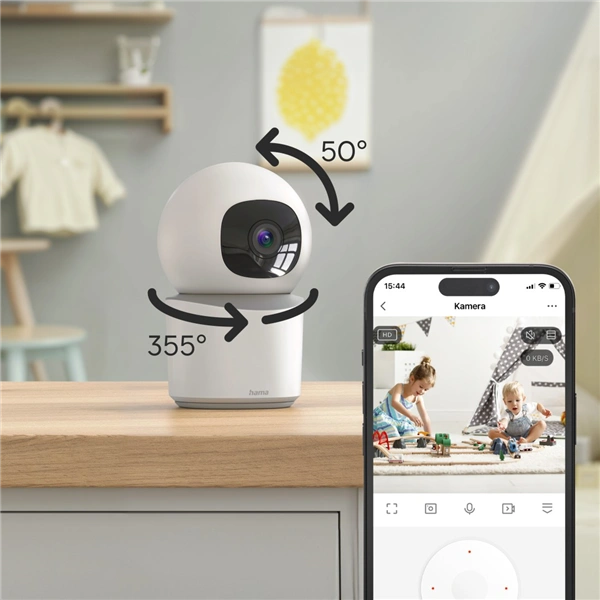 Hama Smart domácí WiFi kamera, otáčení/naklápění, noční vidění, Full HD