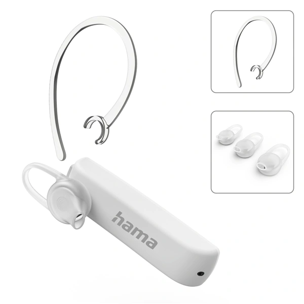 Hama MyVoice1500, Bluetooth headset mono, pro 2 zařízení, Siri, Google Ass., bílý