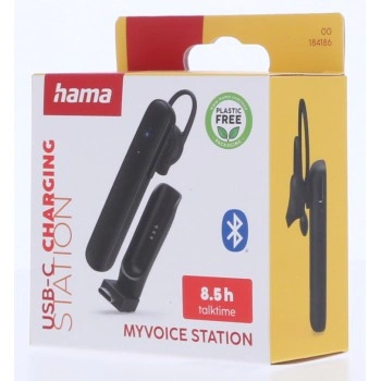 Hama MyVoice Station, mono Bluetooth headset, pro 2 zařízení, Siri, Google Ass., nabíjecí stanice