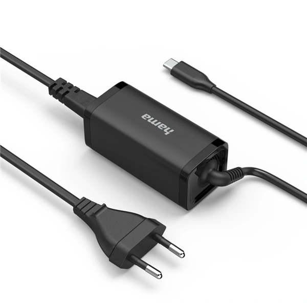 Hama USB-C napájecí zdroj pro notebooky, Power Delivery, GaN, 5-20 V, 45 W