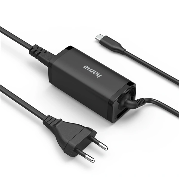 Hama USB-C napájecí zdroj pro notebooky, Power Delivery, GaN, 5-20 V, 65 W