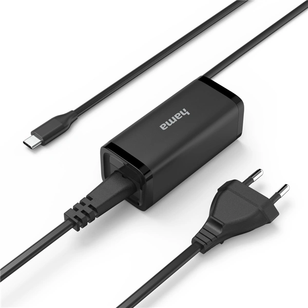 Hama USB-C napájecí zdroj pro notebooky, Power Delivery, GaN, 5-20 V, 65 W