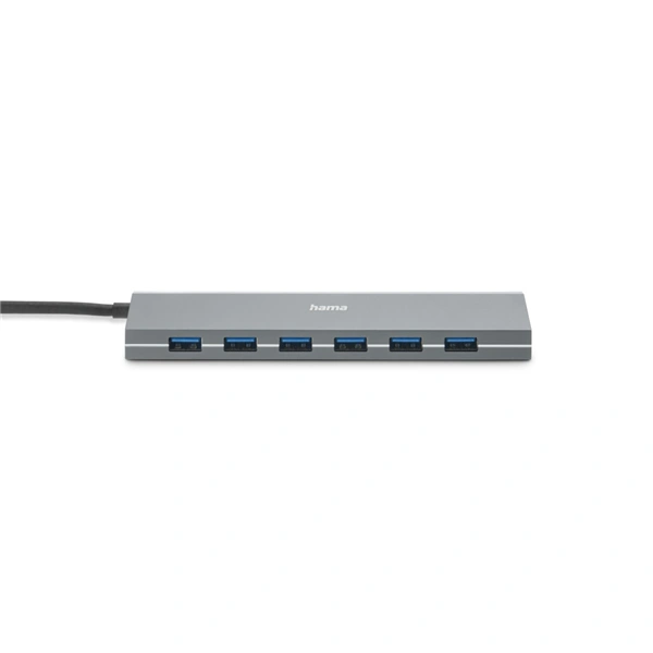 Hama USB hub, 7 portů, USB 3.2, 5 Gb/s, USB-C adaptér, síťový zdroj