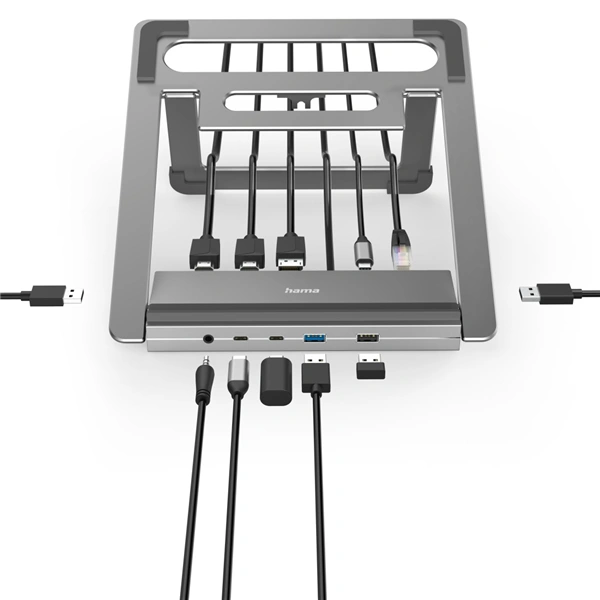Hama USB-C dokovací stanice a stojan pro notebook Connect2Office Stand, 12 portů