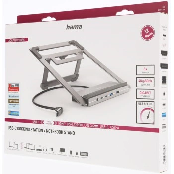 Hama USB-C dokovací stanice a stojan pro notebook Connect2Office Stand, 12 portů