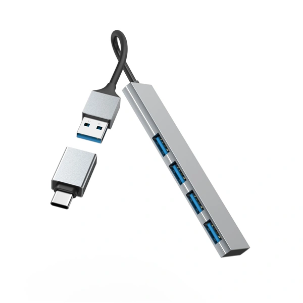 Hama USB hub, 4 porty, USB 3.2, 5 Gb/s, Ultra Slim, USB-C adaptér