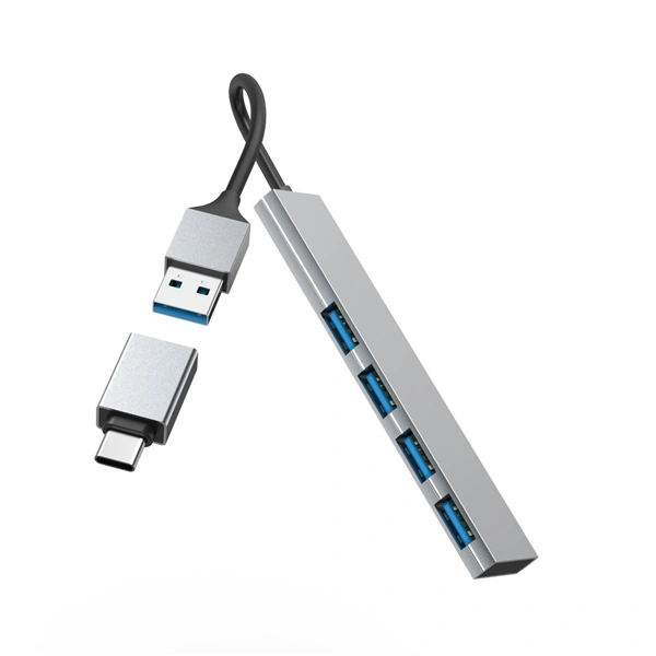 Hama USB hub, 4 porty, USB 3.2, 5 Gb/s, Ultra Slim, USB-C adaptér