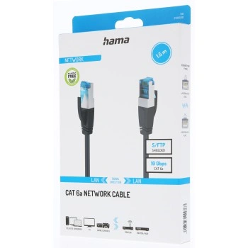 Hama síťový kabel Cat6a S/FTP RJ45 1,5 m, stíněný, 10 Gb/s