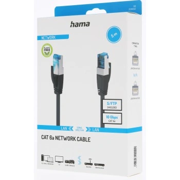 Hama síťový kabel Cat6a S/FTP RJ45 5 m, stíněný, 10 Gb/s