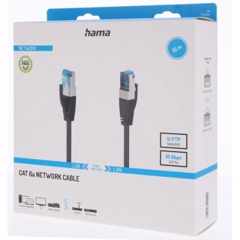 Hama síťový kabel Cat6a S/FTP RJ45 15 m, stíněný, 10 Gb/s