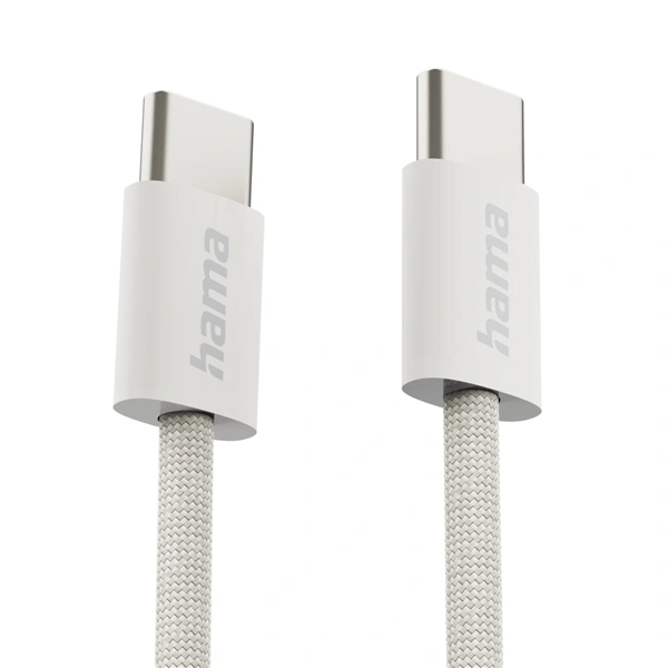 Hama USB-C 2.0 kabel Fabric, 1m, opletený, béžový