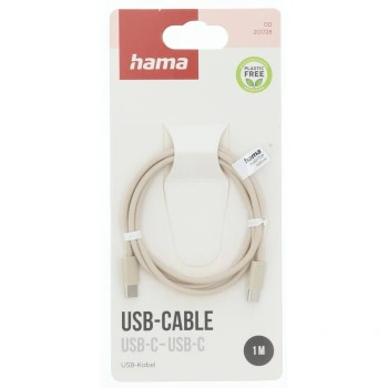 Hama USB-C 2.0 kabel Fabric, 1m, opletený, béžový