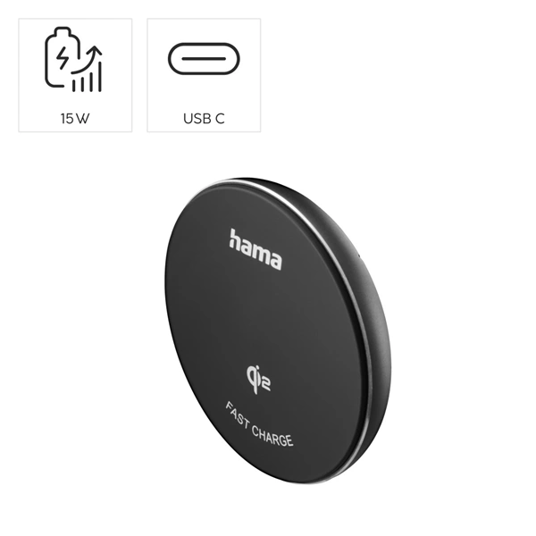 Hama bezdrátová nabíječka Qi2 15 W, magnetická, samostatný kabel 1 m