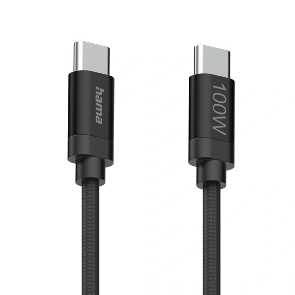 Hama USB-C 2.0 kabel Fabric, 1,5 m, 100 W, opletený