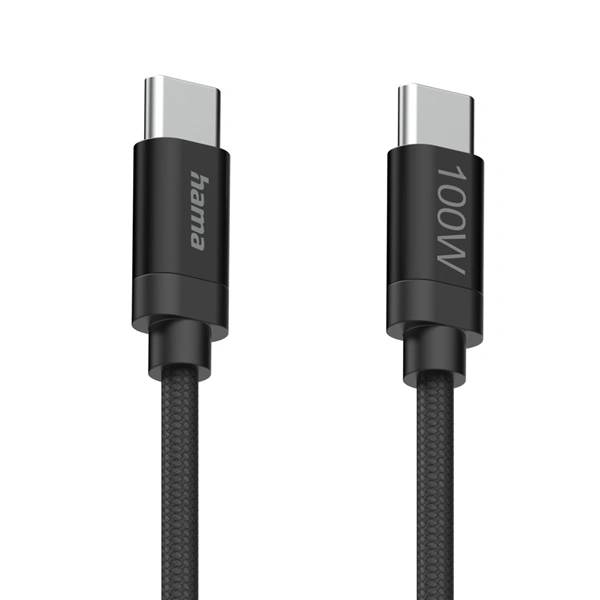 Hama USB-C 2.0 kabel Fabric, 1,5 m, 100 W, opletený