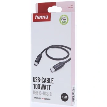 Hama USB-C 2.0 kabel Fabric, 1,5 m, 100 W, opletený