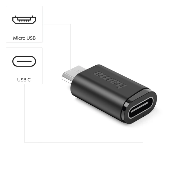 Hama redukce micro USB na USB-C, kompaktní, 3 ks