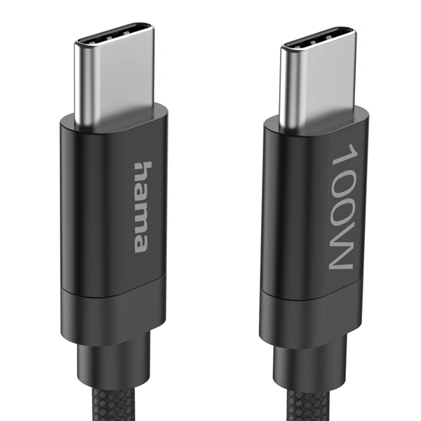 Hama USB-C 2.0 kabel Fabric, 3 m, 100 W, opletený