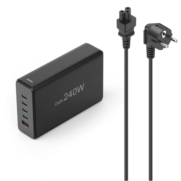 Hama USB nabíjecí stanice GaN, 4x USB-C PD, 1x USB-A QC, 240 W