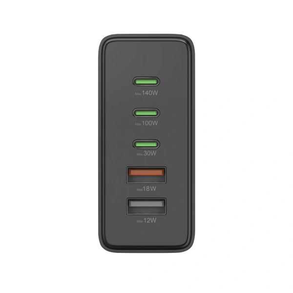Hama USB nabíjecí stanice GaN, 3x USB-C PD, 2x USB-A (1x QC), 140 W