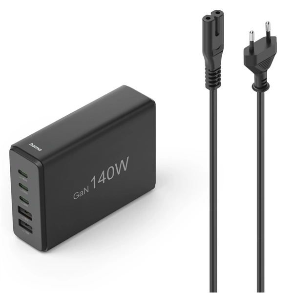 Hama USB nabíjecí stanice GaN, 3x USB-C PD, 2x USB-A (1x QC), 140 W