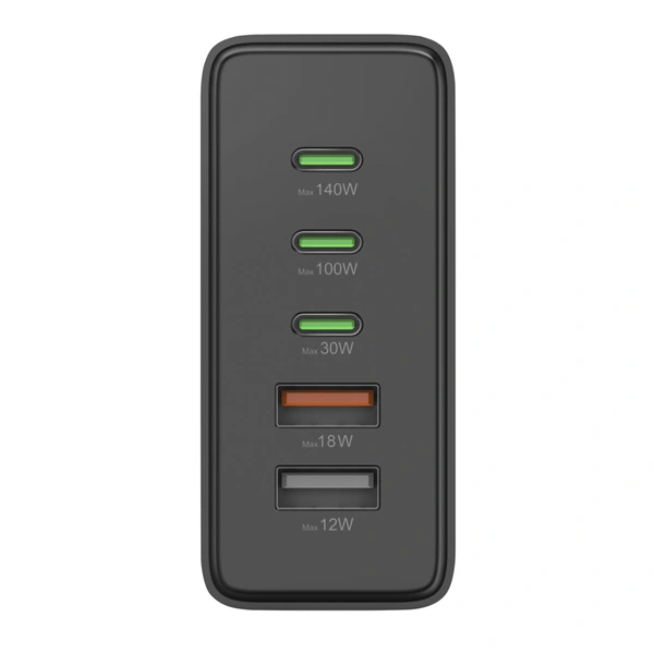 Hama USB nabíjecí stanice GaN, 3x USB-C PD, 2x USB-A (1x QC), 140 W