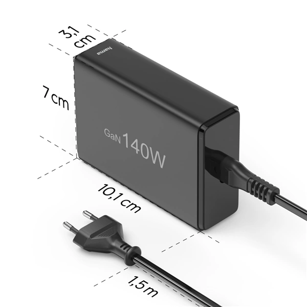 Hama USB nabíjecí stanice GaN, 3x USB-C PD, 2x USB-A (1x QC), 140 W
