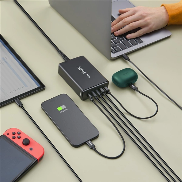 Hama USB nabíjecí stanice GaN, 3x USB-C PD, 2x USB-A (1x QC), 140 W