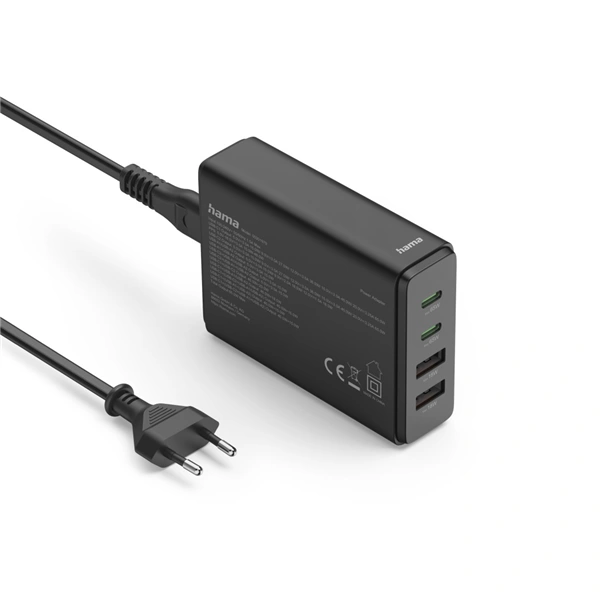 Hama USB nabíjecí stanice GaN, 2x USB-C PD, 2x USB-A QC, 65 W
