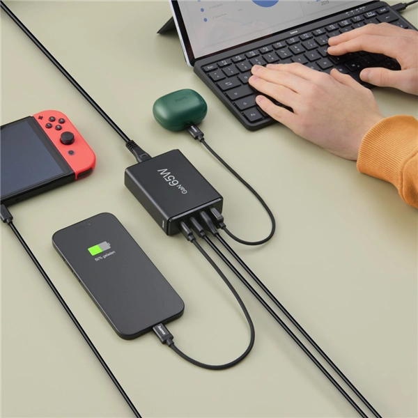 Hama USB nabíjecí stanice GaN, 2x USB-C PD, 2x USB-A QC, 65 W
